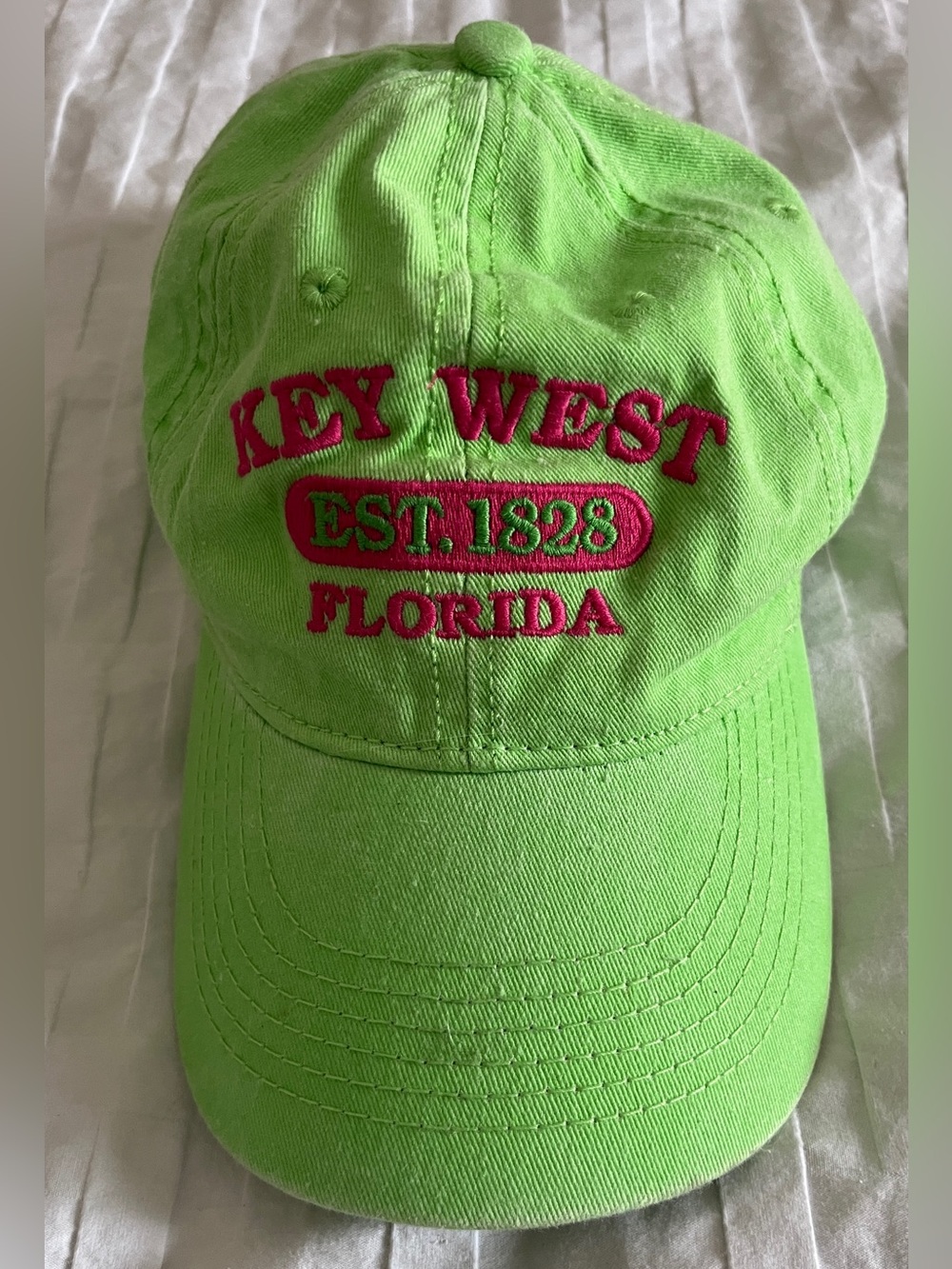 🌴 Key West Florida Bright Green + Pink Baseball Cap | Beach Travel Vacation Hat